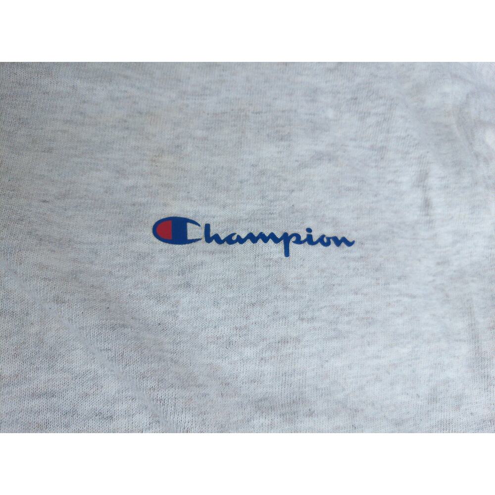 Vintage Champion T-Shirt 90s Embroidered Script Logo Heather Gray Made in USA M - Picture 2 of 11